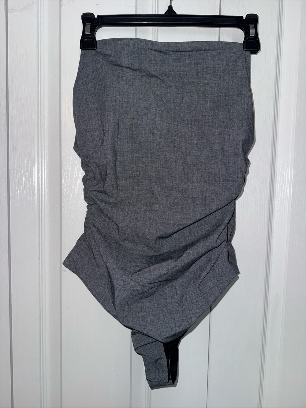Zara Gray Ruched Asymmetrical Bodysuit Draped Style Size XS